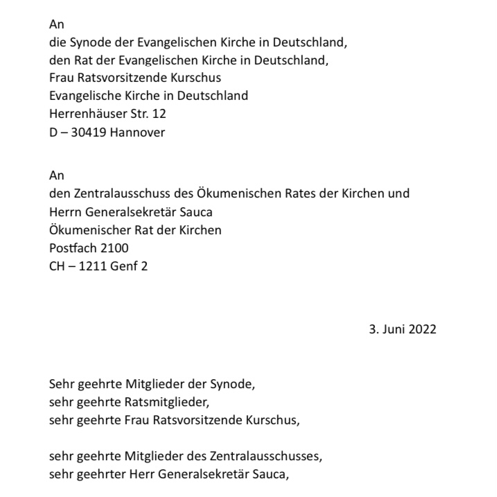 Hintergrund brief an ekd und örk