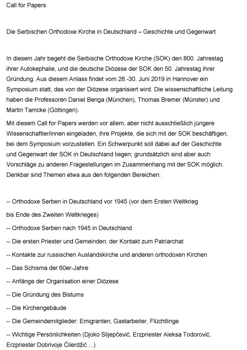 Call for Papers SOK in Deutschland