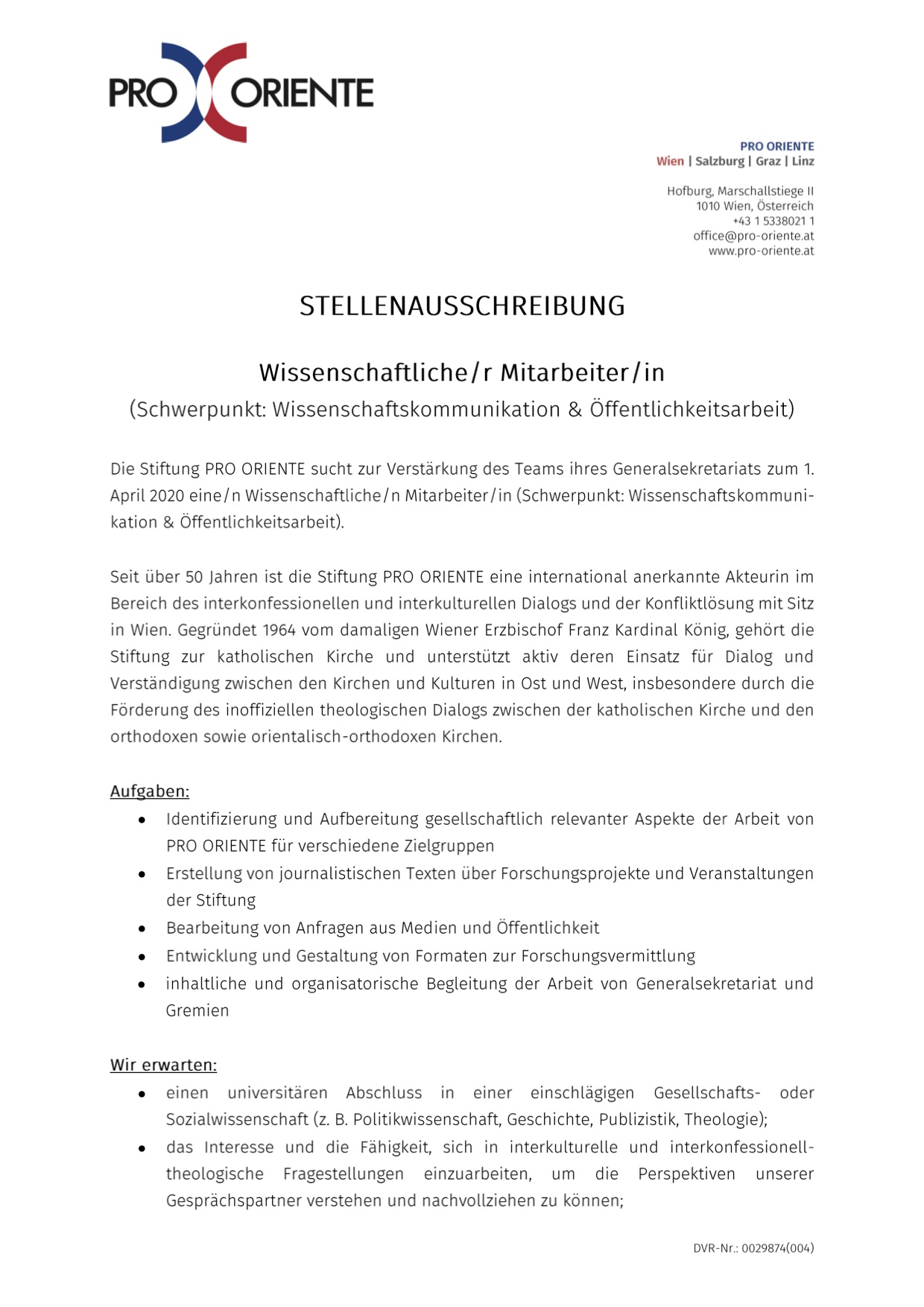 2020 03 02 Stellenausschreibung Wissensch.kommunikation Offentlichkeitsarbeit