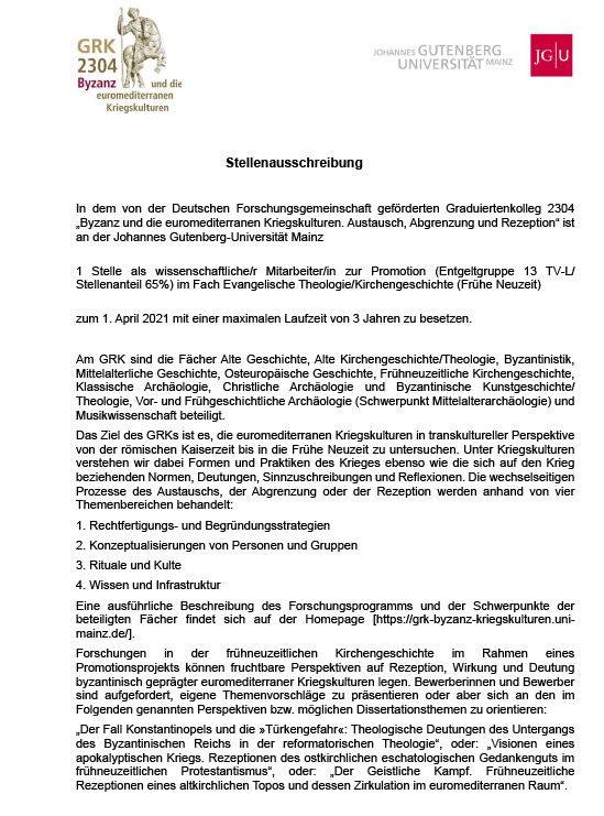 stellenausschreibung evangelische theologie grk