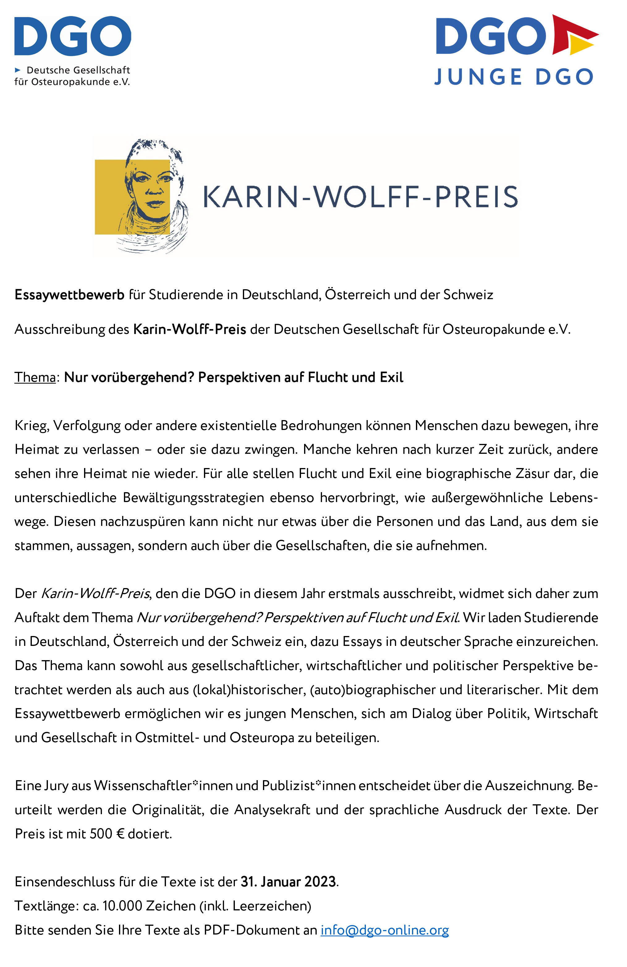 Ausschreibung Karin Wolff Preis 1